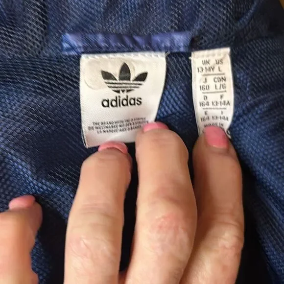 Adidas women’s blue hooded windbreaker large - Picture 9 of 9